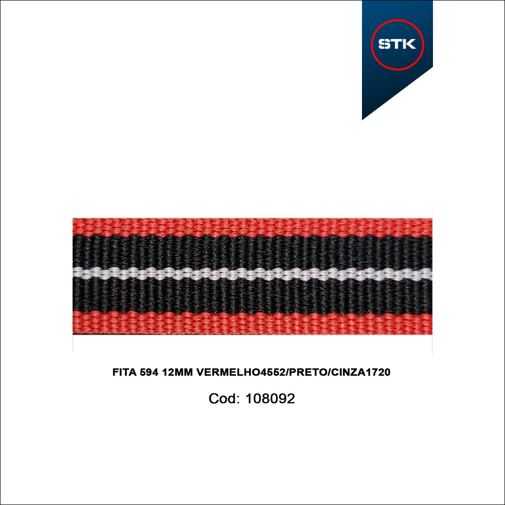 FITA 594 12MM VERMELHO4552 / PRETO / CINZA 1720