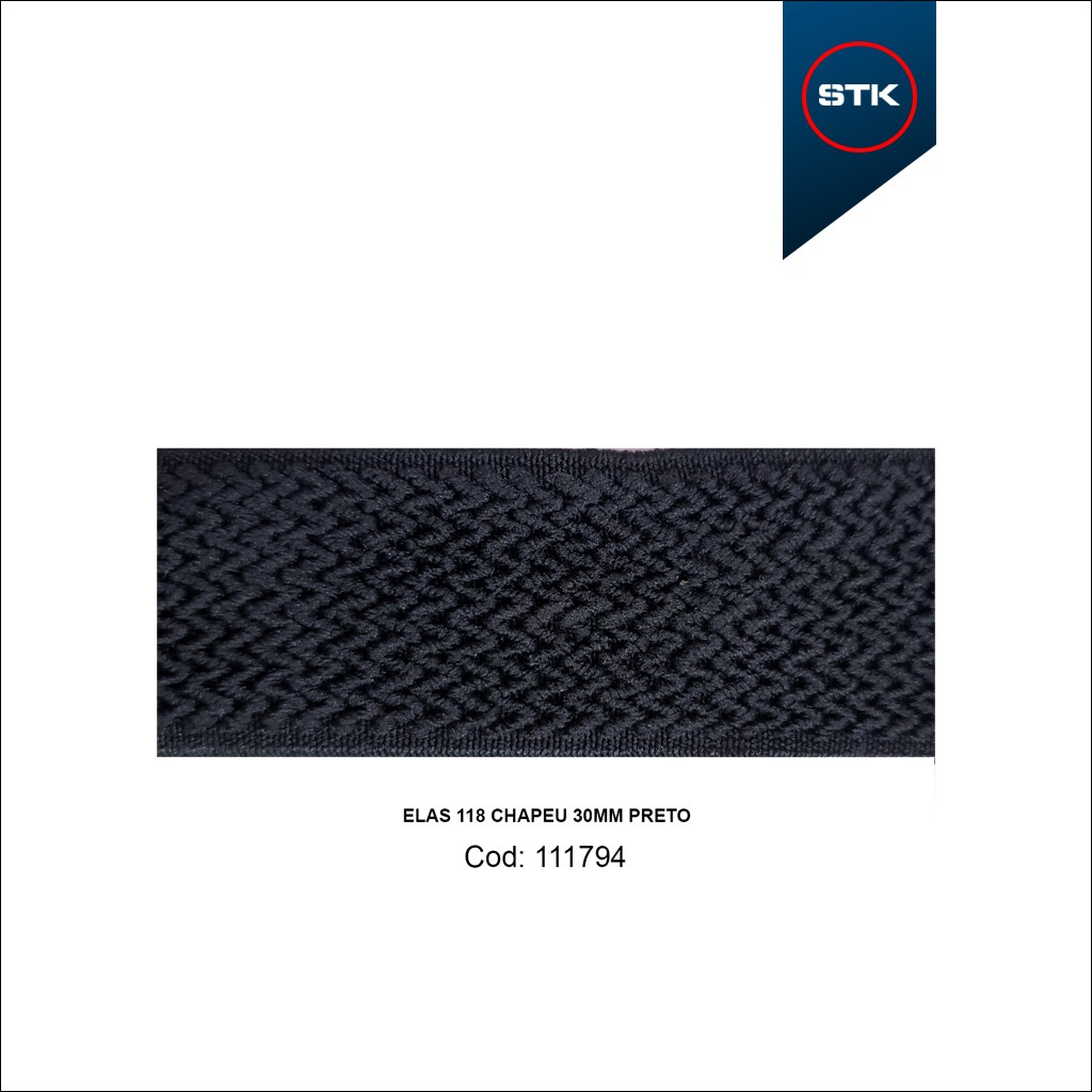 ELÁSTICO STK 144 CHAPEU 30MM PRETO