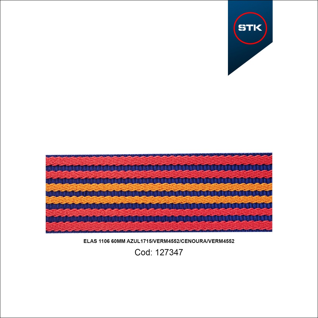 ELÁSTICO STK 1106 60MM AZUL1715 / VERM4552 / CENOUR / VERM4552