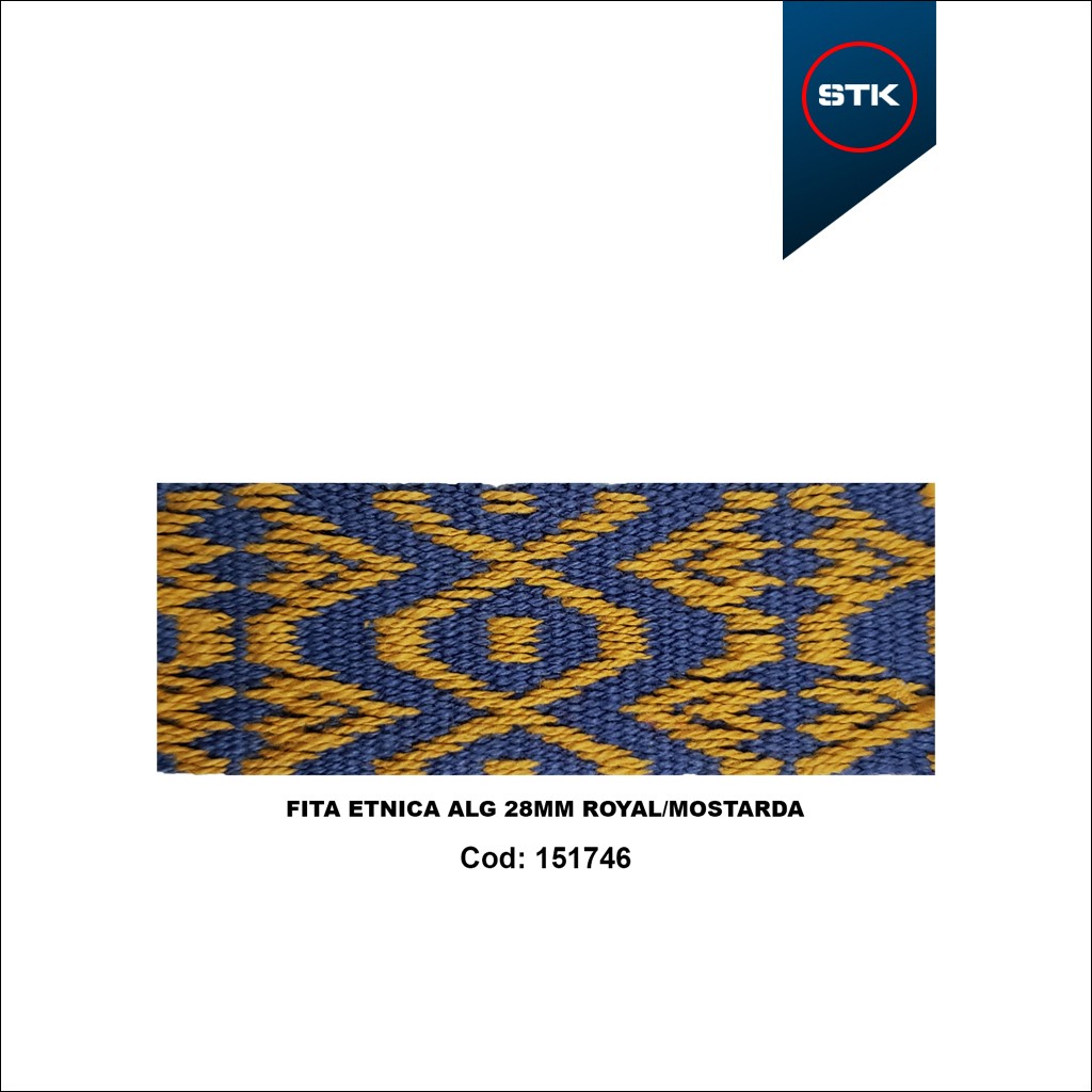 FITA ETNICA ALG 28MM ROYAL / MOSTARDA