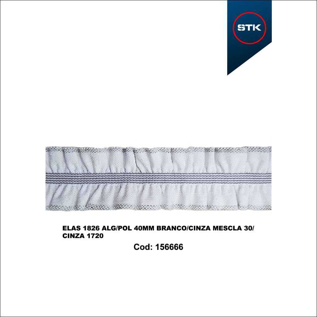 ELÁSTICO STK 1826 ALG/POL 40MM BRANCO / CINZA MESCLA 30 / CINZA 1720