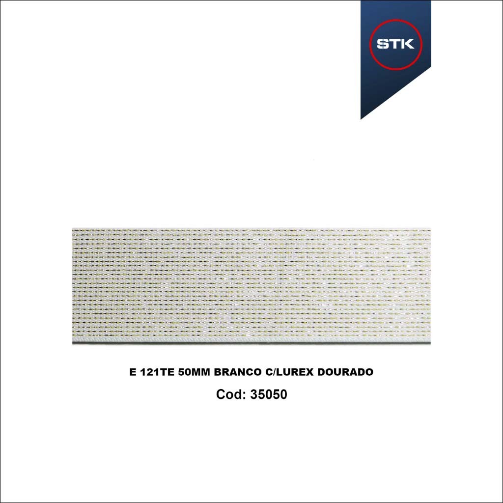 ELÁSTICO STK 716 121 TE 50MM BRANCO C / LUREX PRATA